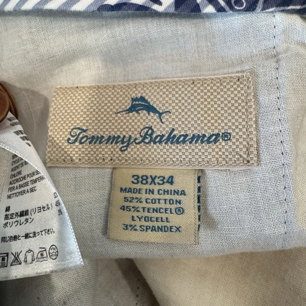 Tommy Bahama Boracay Flat Front Chino Pants Mens 38x34 Brown Cotton Tencel Blend